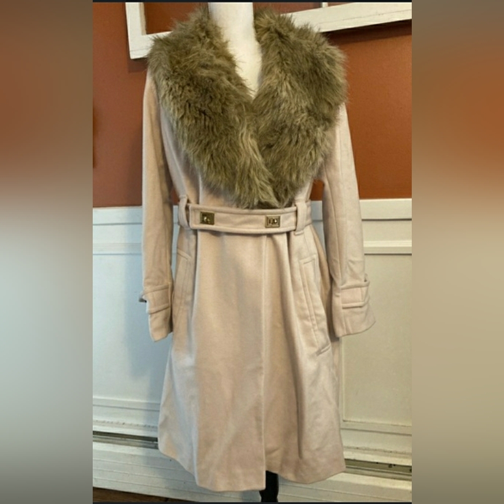 💕Winter Must Have☃️Gorgeous Pink Wool Long Fur Coat🐾🤠🇵🇱
